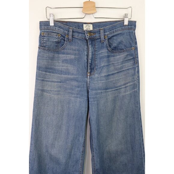 J. Crew Rayner Wide Leg Jean High Rise Ankle Crop Stretch Denim Mid Blue Wash 30 - Picture 4 of 7